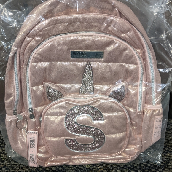 Justice new quilted backpacks S. M. A letters - Picture 4 of 7